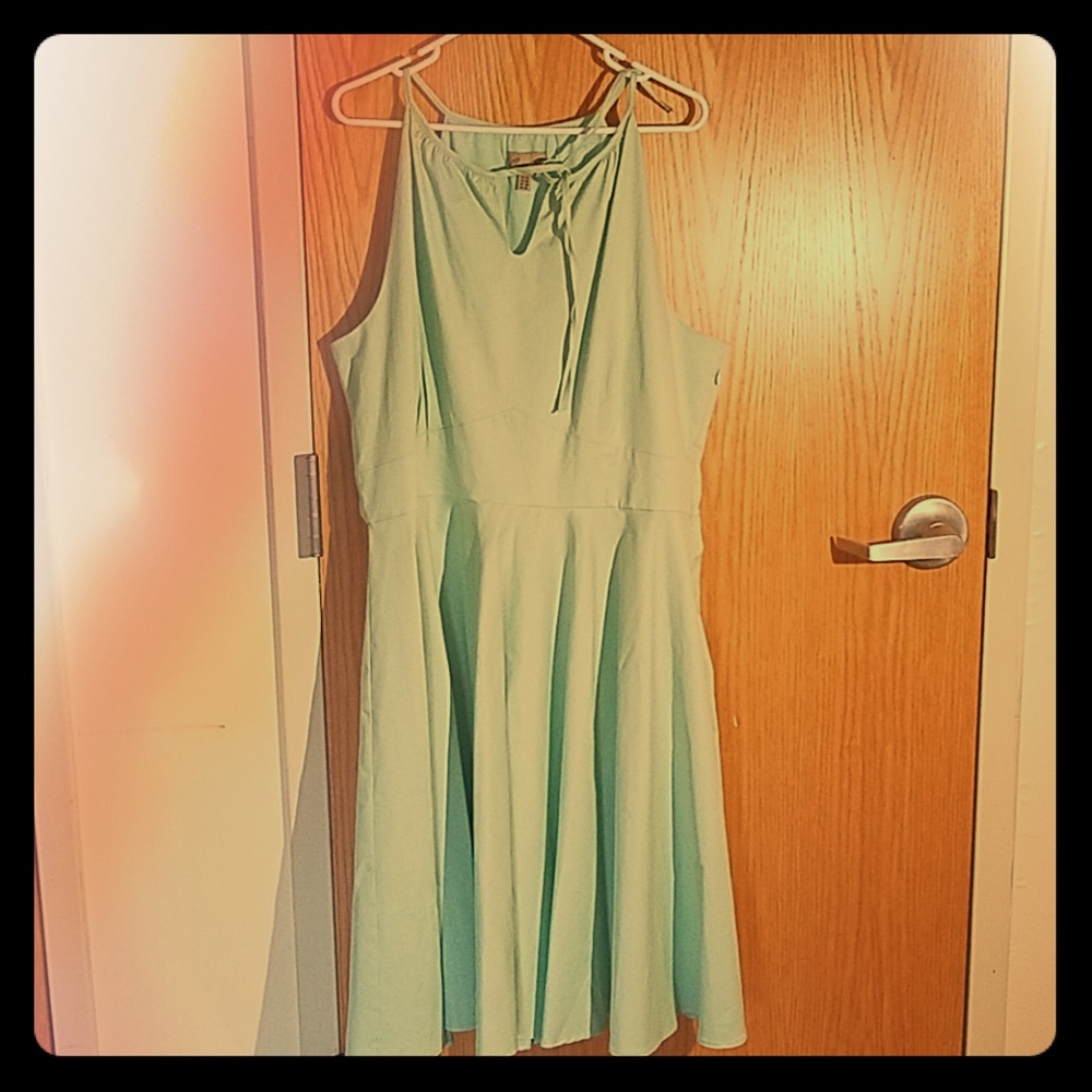 Vintage style mint green halter dress